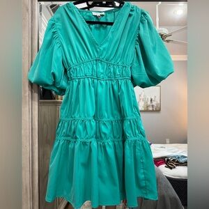 She + Sky Vibrant Green Mini Dress